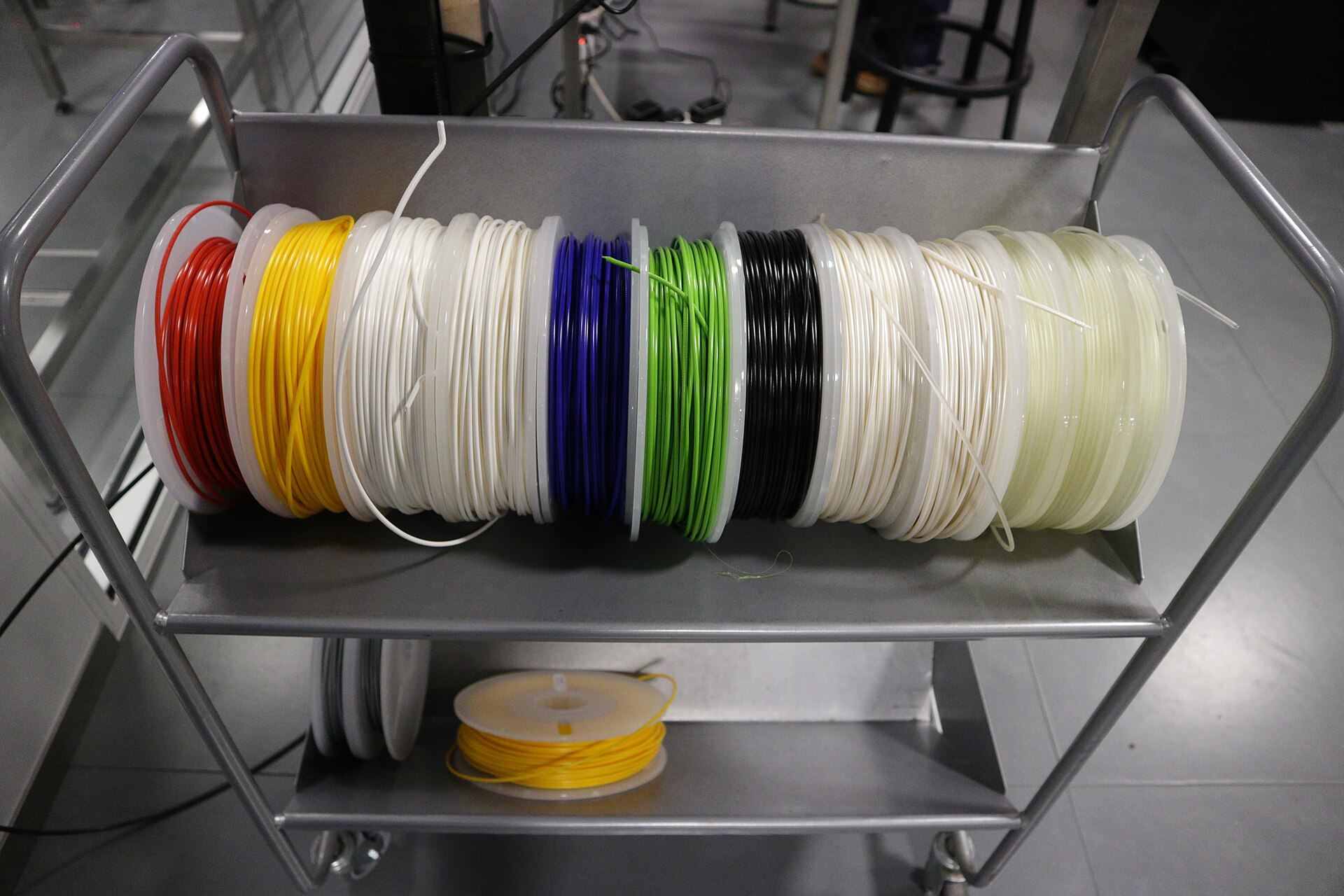 Spools of 3D-printer filament.