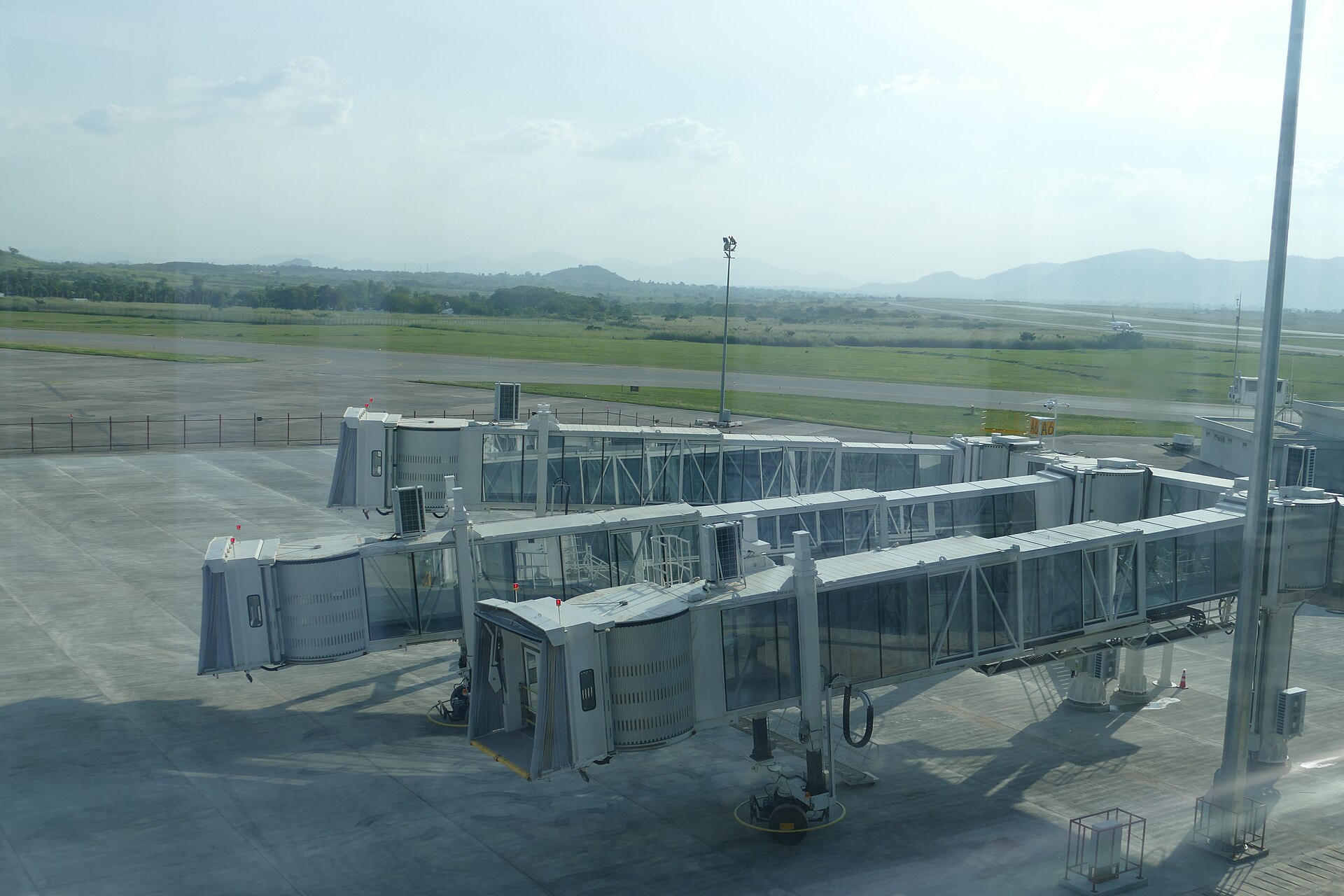 Boarding bridges at Nnamdi Azikiwe International Airport, Abuja, in 2019.