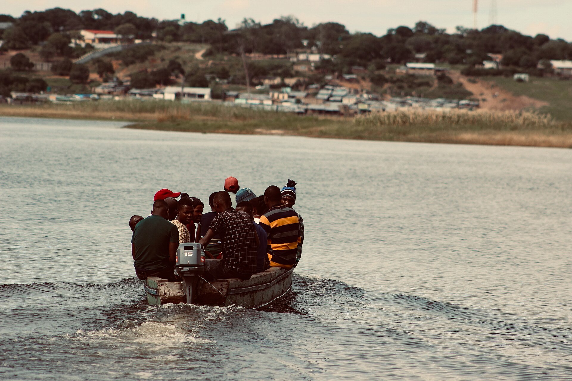 A water taxi on the Zambezi on the Barotse floodplain, Western Province, Zambia, in 2022.