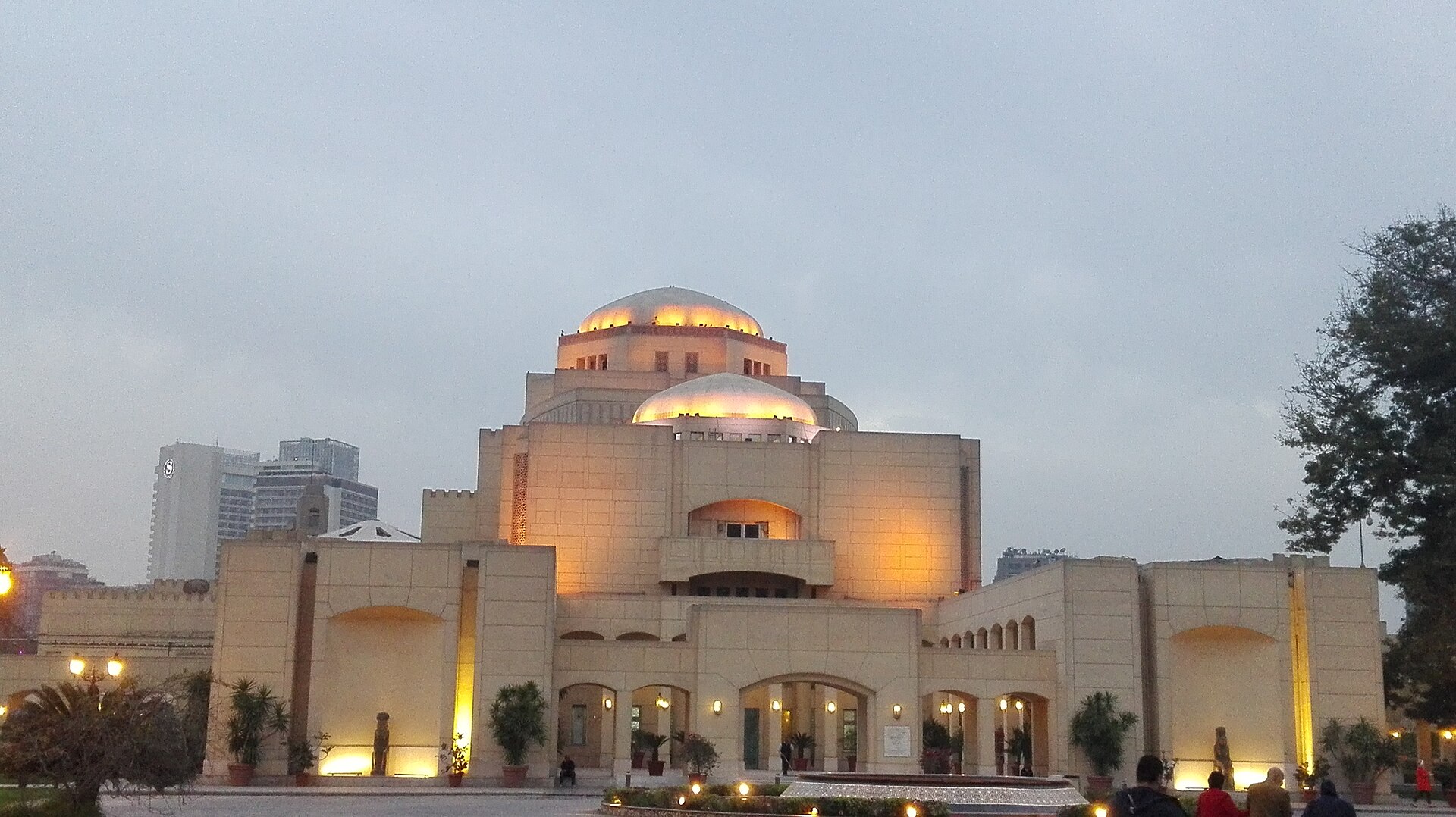 The Cairo Opera House in the evening.
