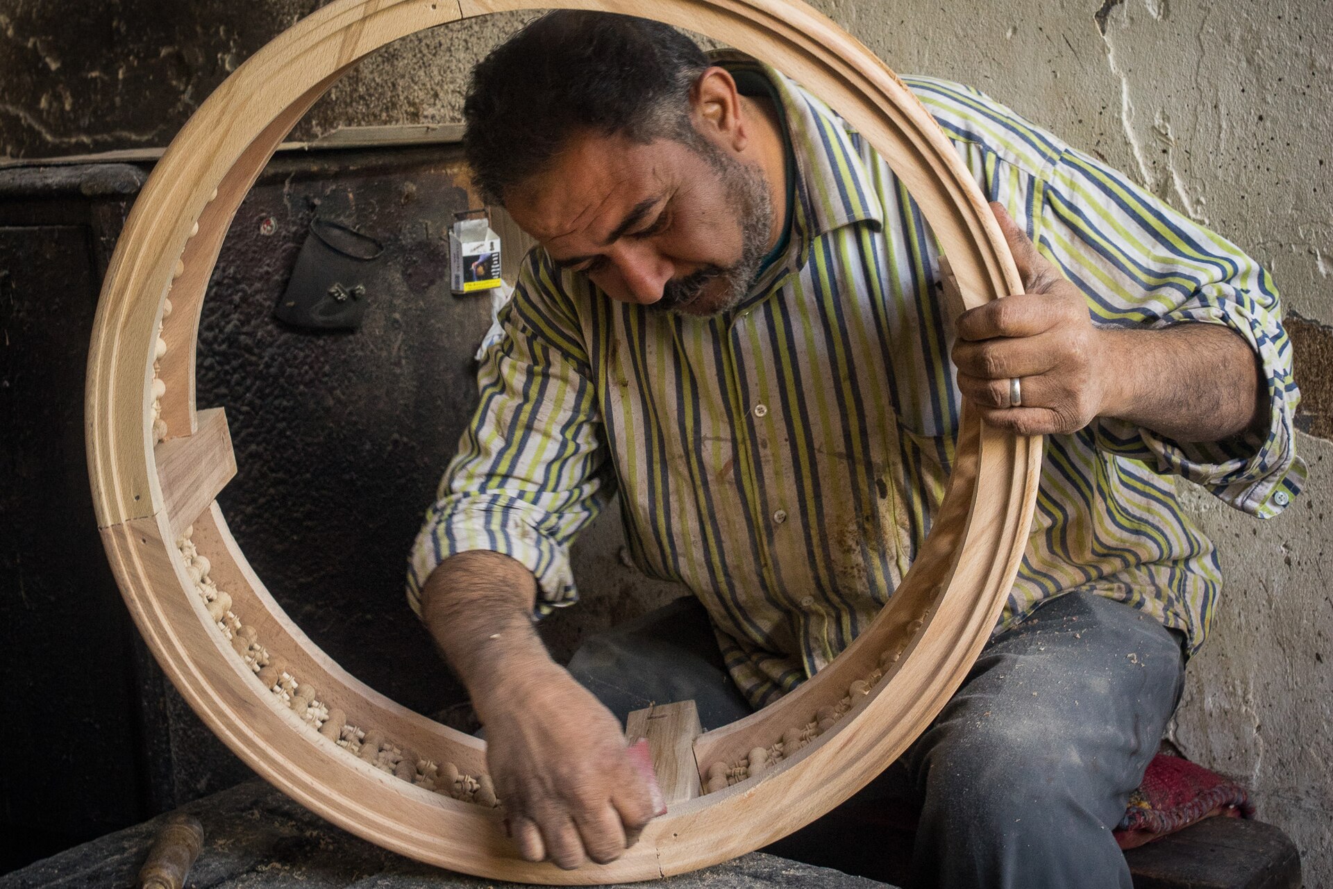 A woodworker in Cairo in 2016.