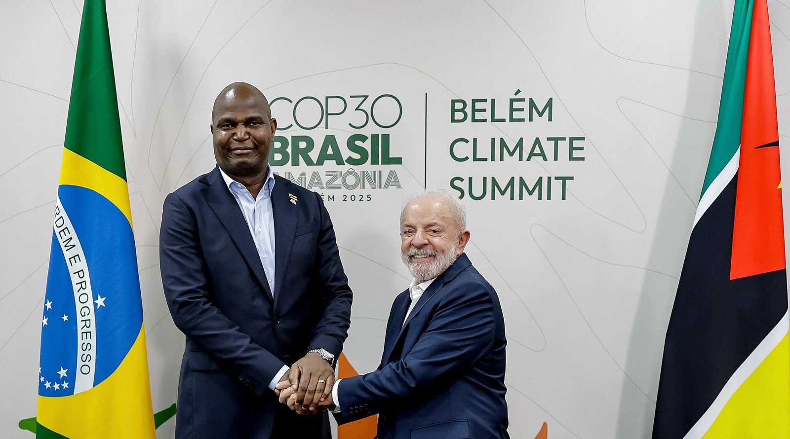 President Daniel Chapo, left, with Brazil's President Lula in November 2025.