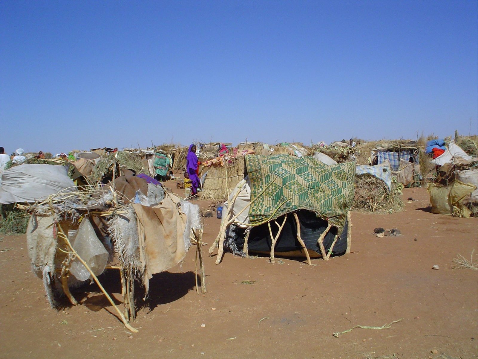 A camp for displaced people in Darfur, photographed around 2005.
