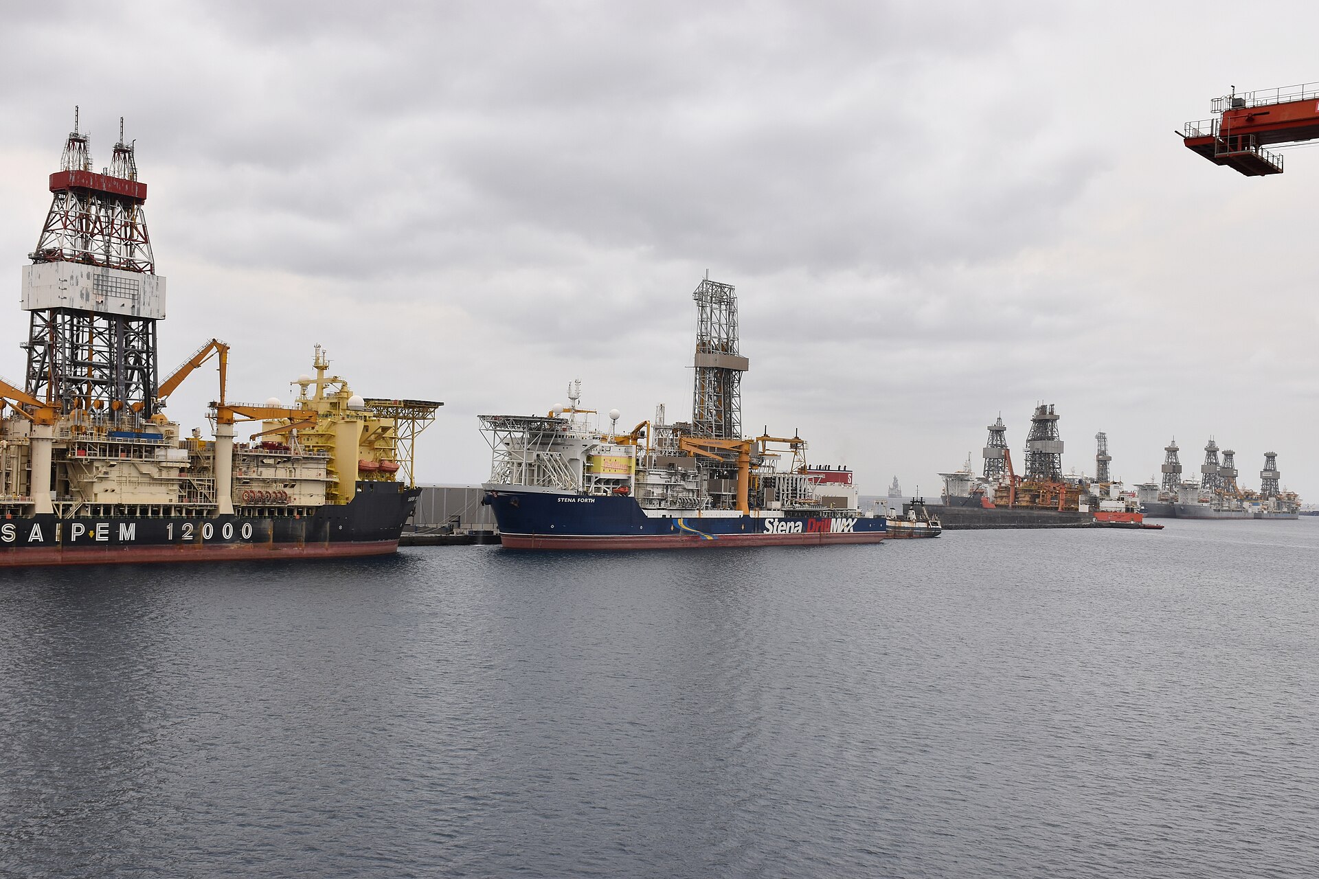 Deep-water drillships in port at Las Palmas de Gran Canaria in 2018.