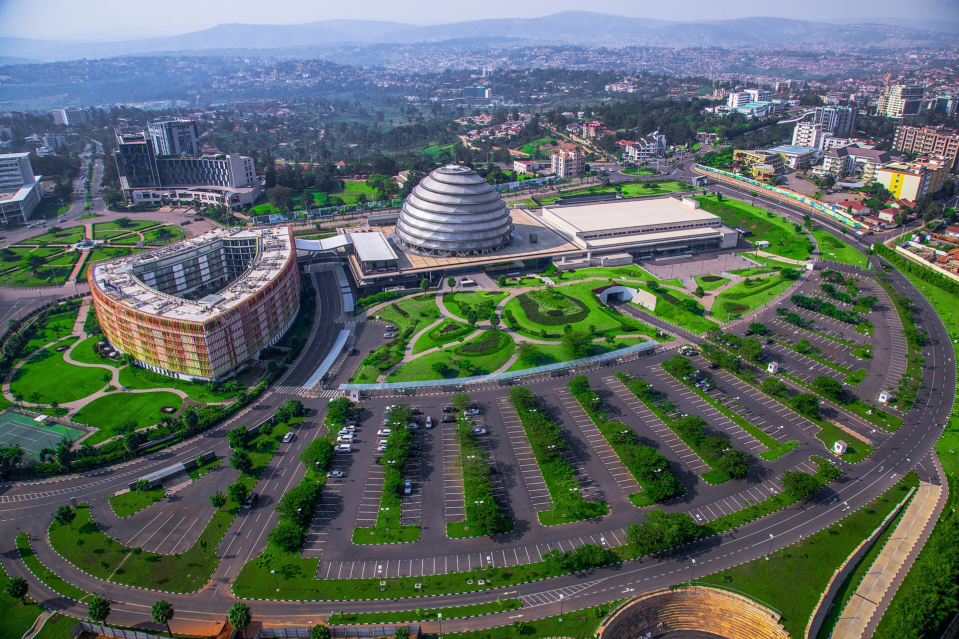 The Kigali Convention Centre from the air in 2019.