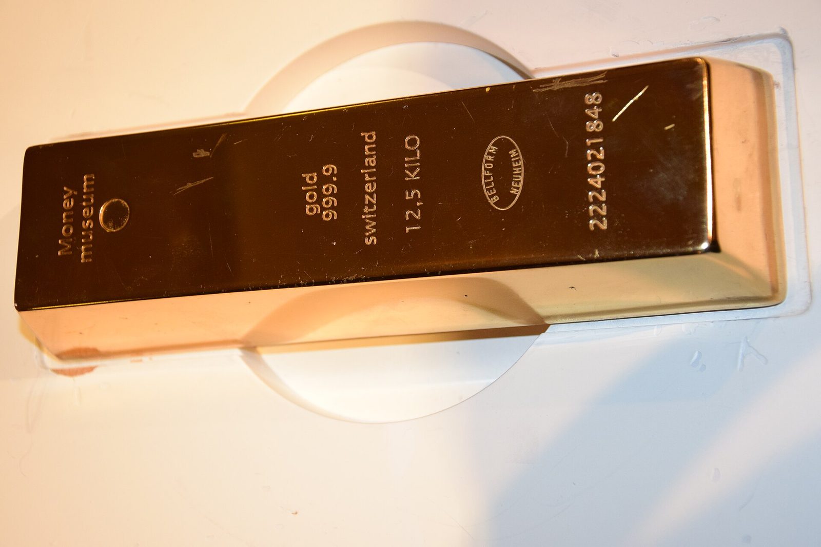 A 12.5-kilogram gold bar on display at a museum in Zurich.