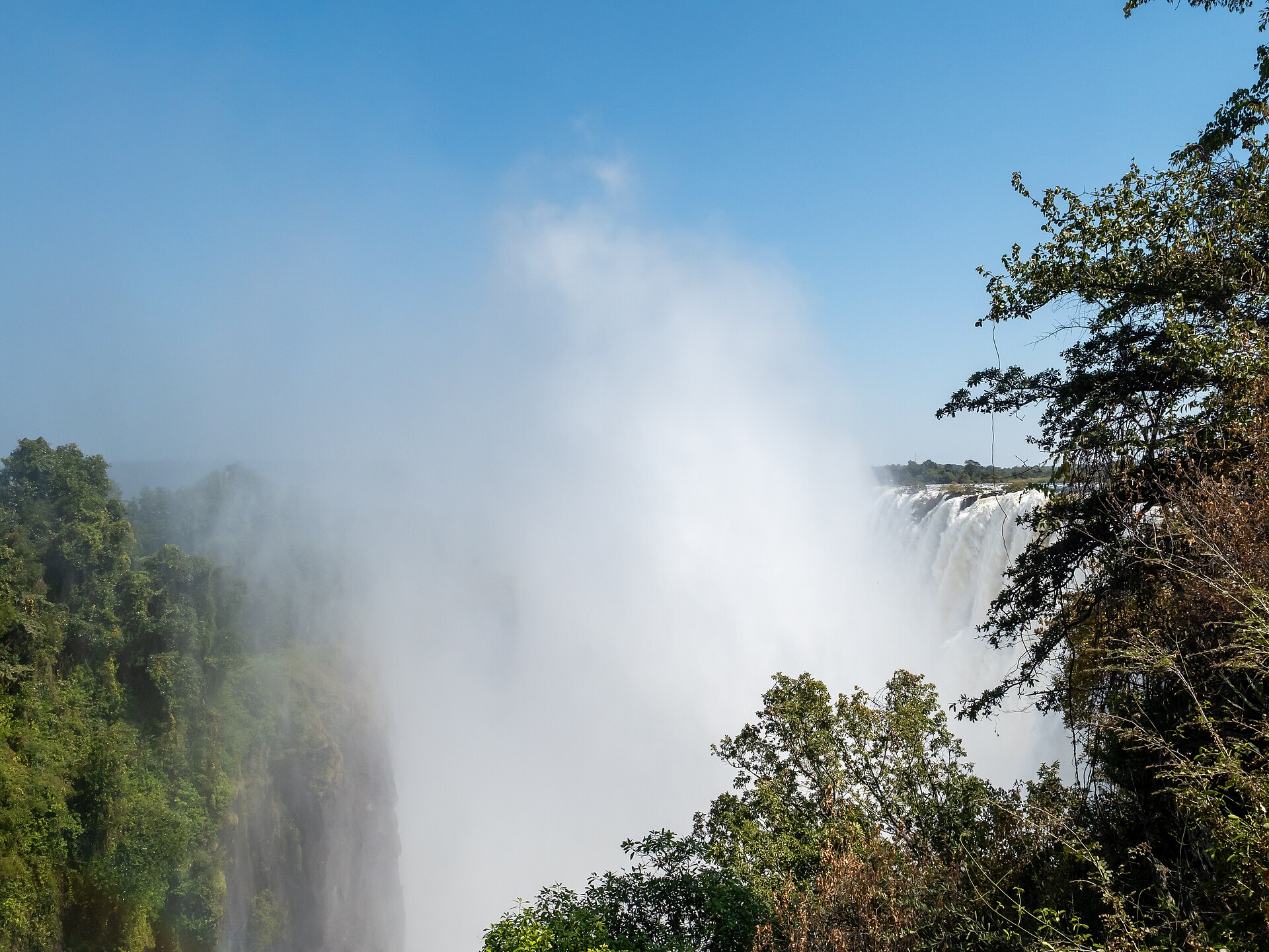 Mosi-oa-Tunya, the Victoria Falls, seen from the Zambian side near Livingstone in 2026.