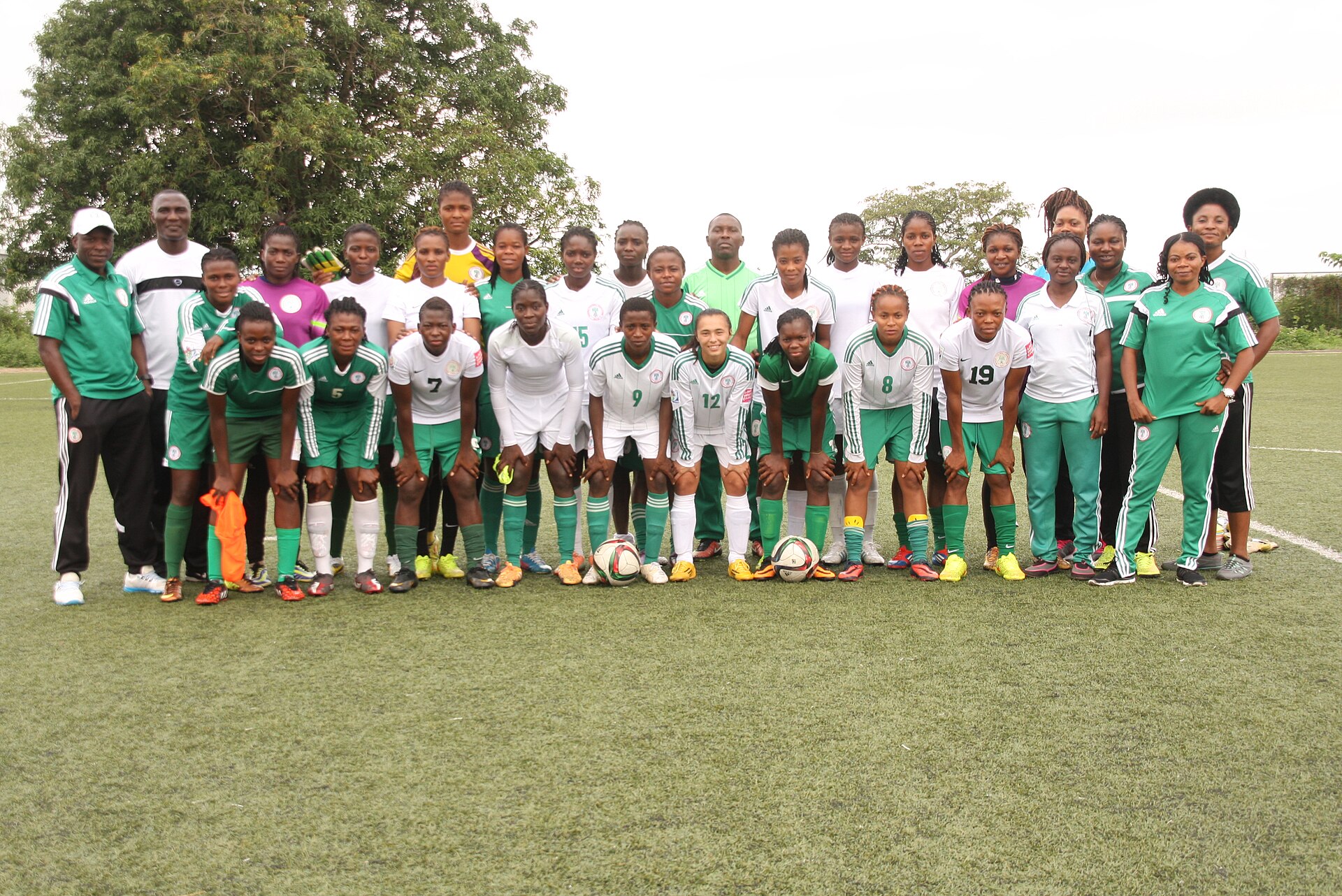 Nigeria's under-20 women's squad in camp in 2015.