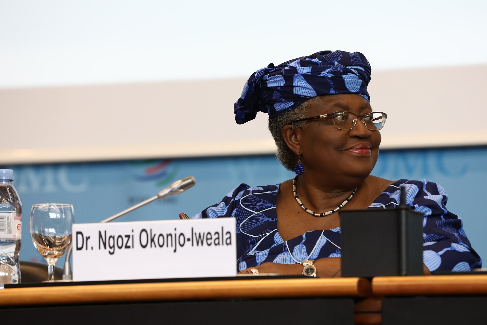 Ngozi Okonjo-Iweala at a WTO press conference in 2020.